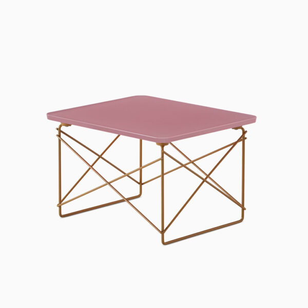 EAMES® Wire Base Low Table / Edición Especial HAY / Tapa Vidrio Pink / Base Toffee